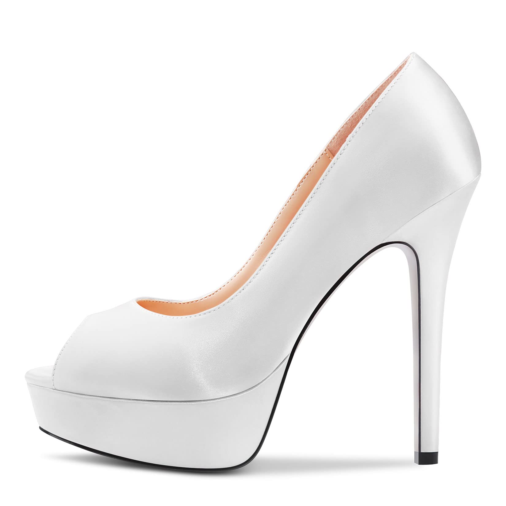 Aachcol Donna Piattaforma Pumps Aperte sulla Punta Slip-on Spillo Alto High Tacco Heel Dress Scarpe Ufficio Feste da Matrimonio Raso 13 CM