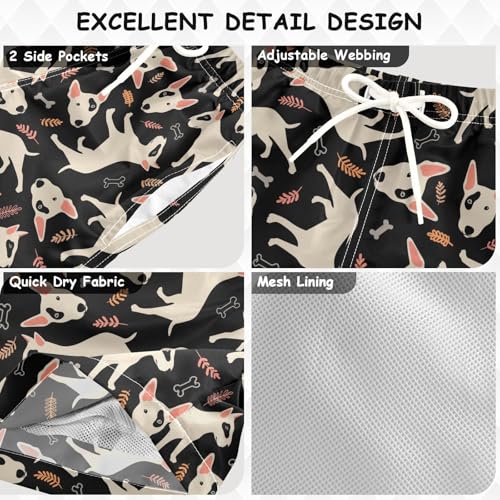 Boys Swim Trunks Quick Dry Beach Board Shorts Toddler Bull Terrier Cartoon Dog Swimsuit Bathing Suits with Mesh Lining3