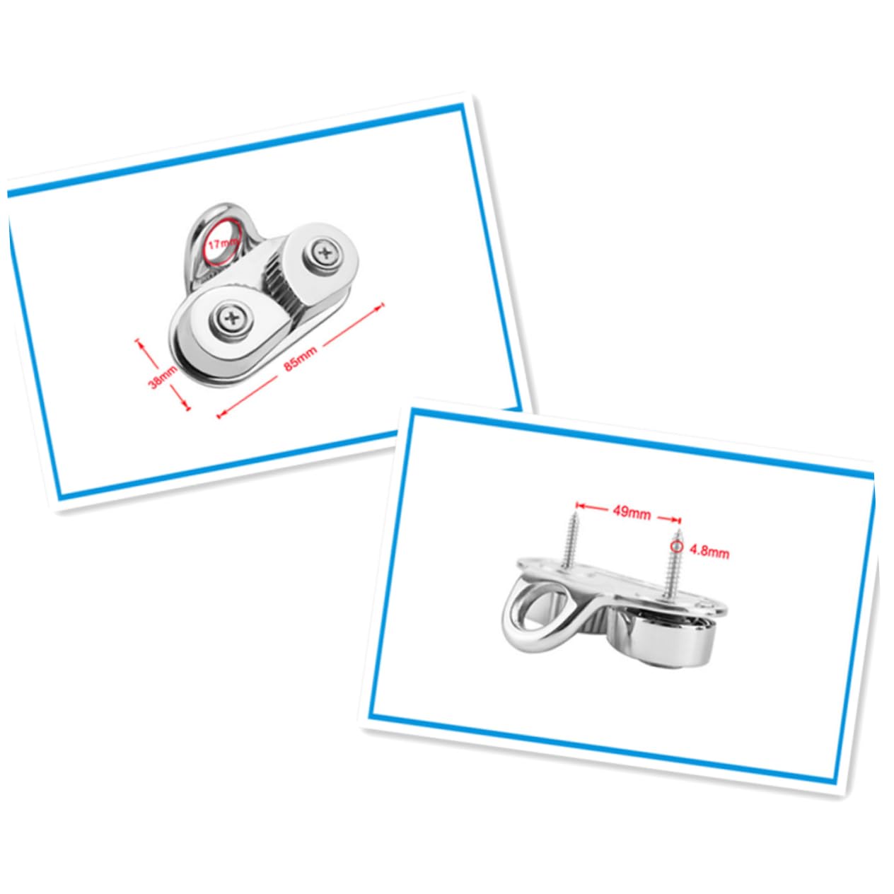 Gogogmee Boat Deck Cam Cleat Stainless Steel 316 Fairlead Sailing Cleat Kayak Cam Marine Grade Chrome