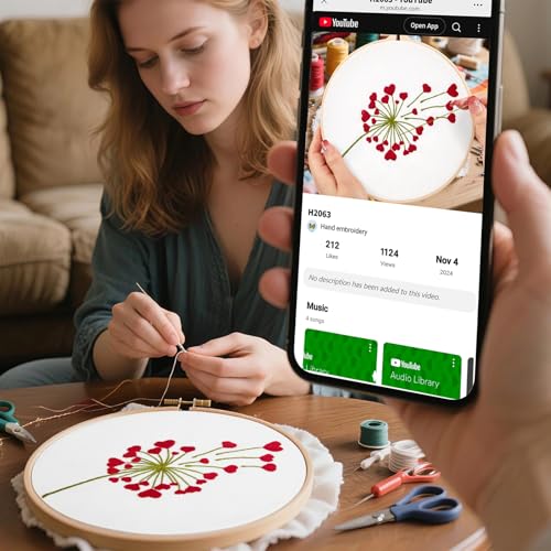 Image of Lover Valentine's Embroidery Kits for Beginners Adults, Heart Shaped Hand Embroidery Kits, Cross Stitch Kits for Adult Anniversary Valentine's Gifts, Entire Set of Embroidery Supplies & Video Tutorial