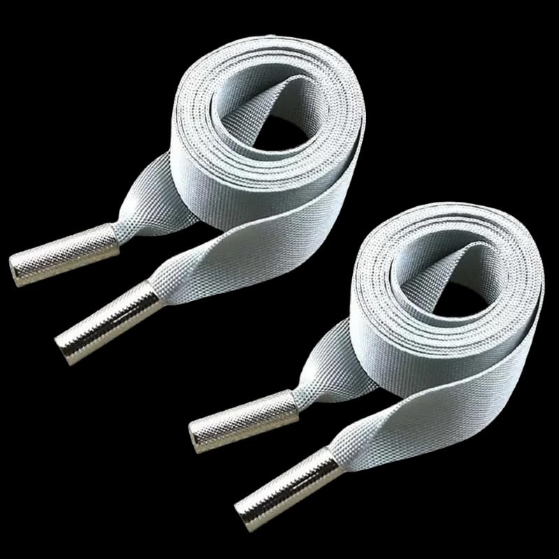 2 Pieces 140CM*2CM Grey Drawstring Universal Cord for Replacement Polyester Flat Drawstring Cord with Metal Closure Ends for Sweatshirts,Pants โ image 1