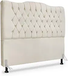 Cabeceira de Cama Box Queen 160cm Dunas - Veludo Bege Claro