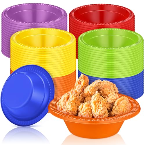 Image of Lallisa 100 Pcs 12oz Rainbow Disposable Plastic Bowls Party