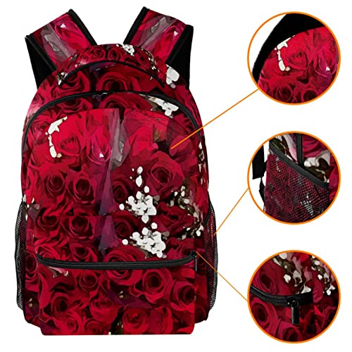 Sac à dos voyage rouge fleuri confortable pour éviter le mal de dos