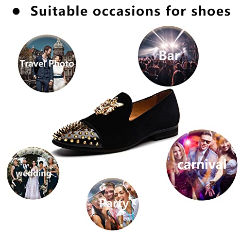 Image of Meijiana Mens Velvet Loafers Dress Shoes with Metal Embellishments Party Luxury Loafer Shoes