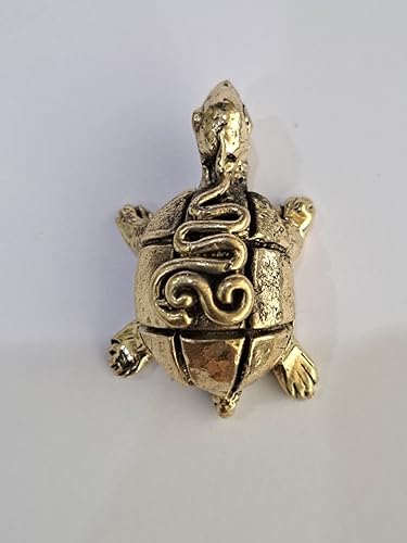 Miniatura 2 de Figuras en miniatura tortuga dorada de latón, 1 unidad, 1.4 x 1.0 x 0.4 in, mini amuletos de animales para decoración de arte de Feng Shui,