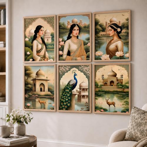 Image of kotart Premium Traditional Madhubani Art Paintings with Frame for Home Decor - Painting Wall Decoration - Pack of 6 (14X20 Inch, items)