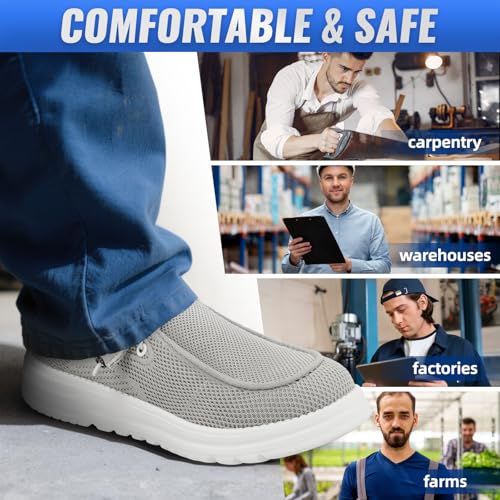 Image of Furuian Steel Toe Shoes for Men Low-top Safety Work Shoes for Men Lightweight Steel Toe Sneakers Comfortable Canvas Work Loafers Zapatos De Trabajo para Hombres