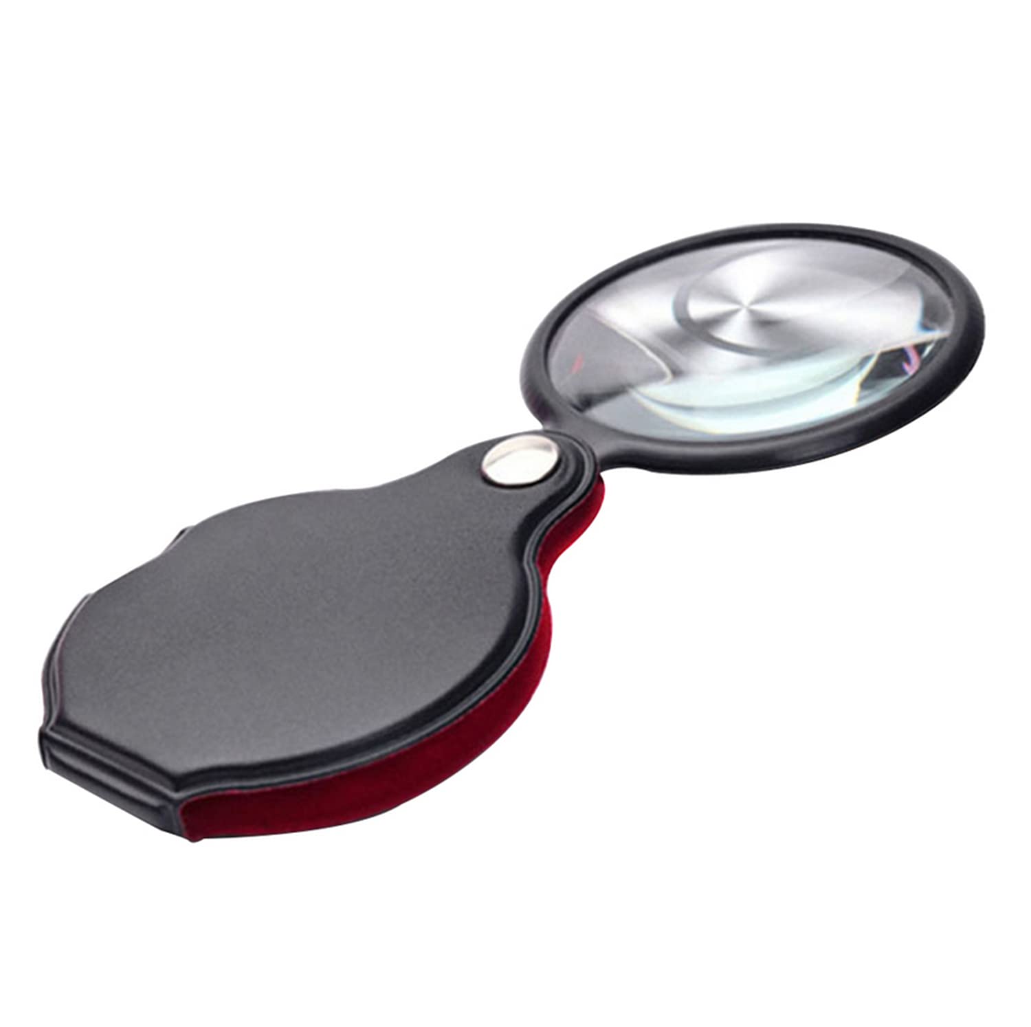 SKEIDO 50mm Mini Magnifying Glass 8X Folded Leather Case Portable Handheld Read Newspaper Jewelry Gift Single Glass Lens Magnifier