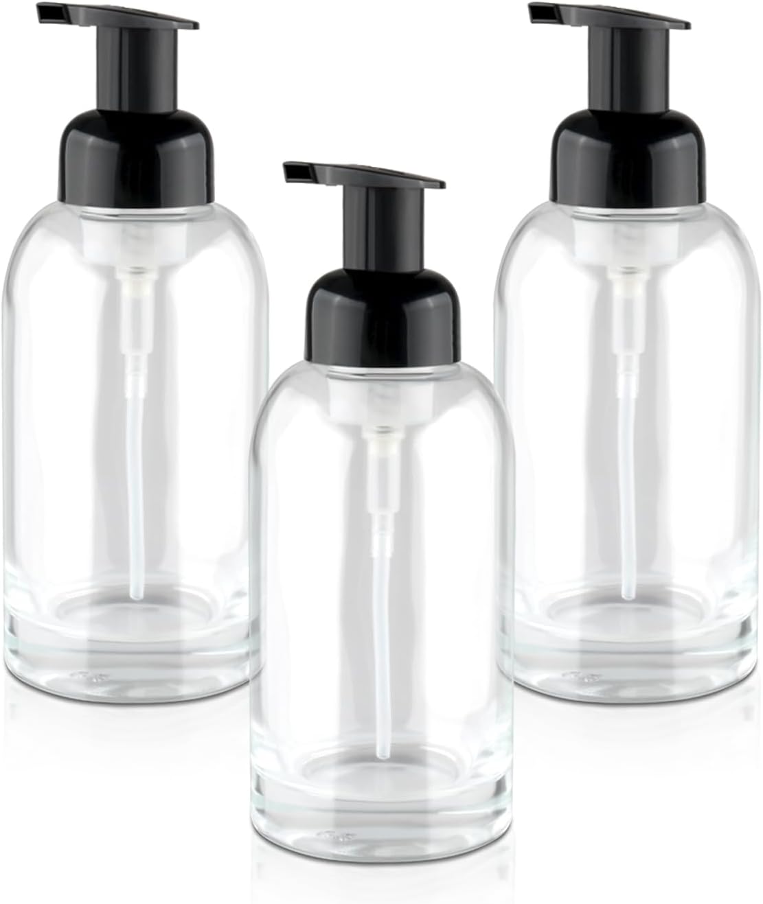 3 Pcs Foaming Soap Dispenser Clear Glass Foam Pump Bottle Refillable Liquid Soap Container Jar for Shampoo Body Hand Wash Home Kitchen - 350ml/12oz