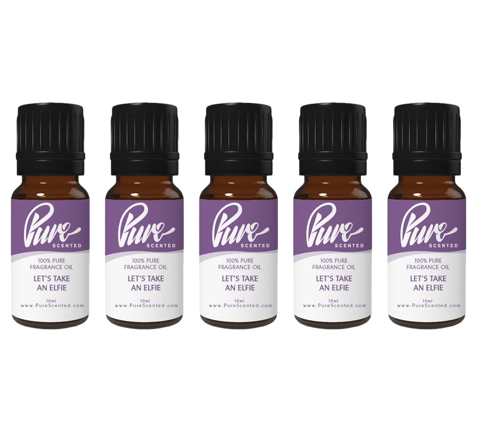 Pure Scented 50ml Fragrance Oils - 5 x 10ml Suitable for Candles, Soaps, Slime, Diffusers, Cosmetics, Wax Melts, Designer (5 x 10ml, Let's Take an Elfie)