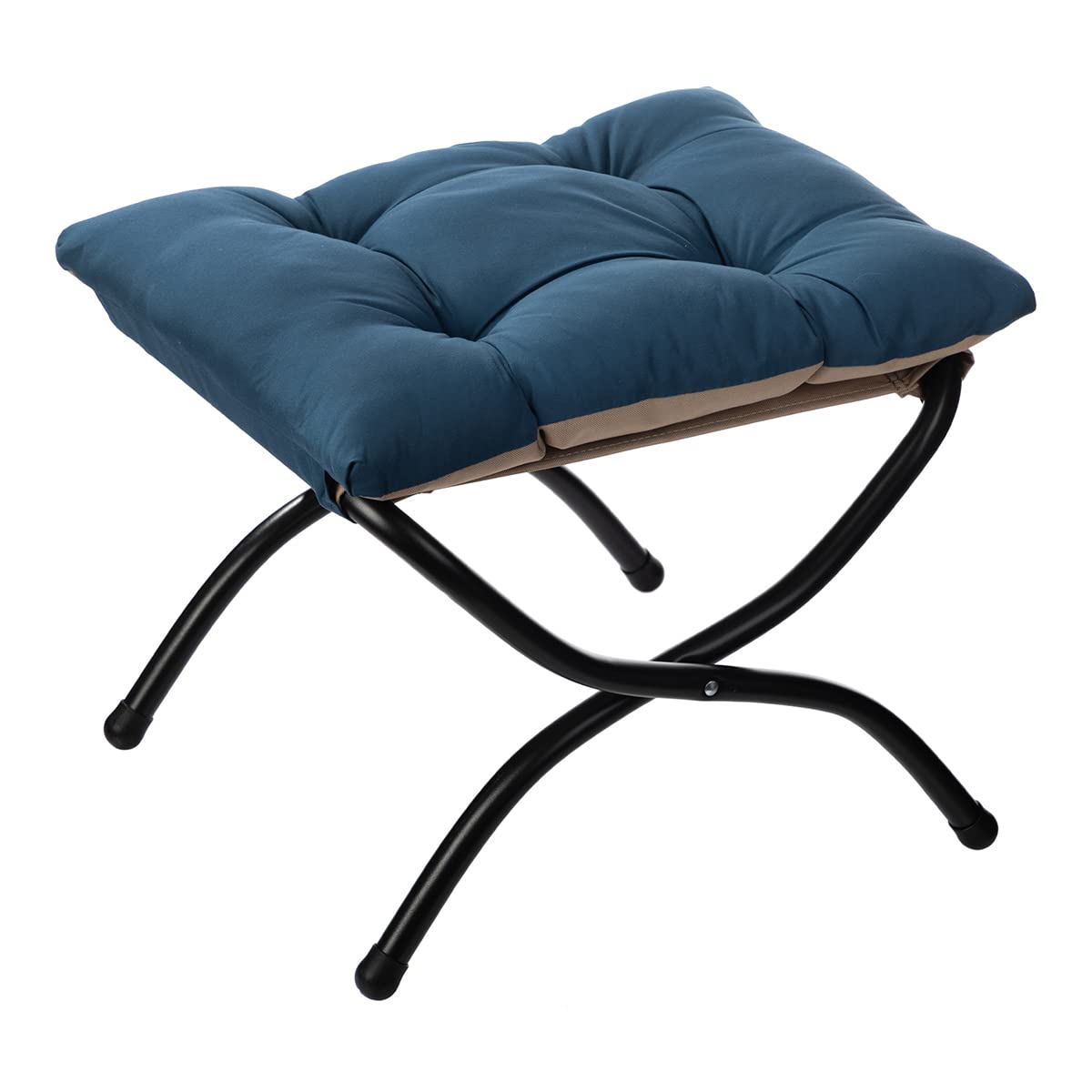 AbocoFur 15"(H) Folding Footrest Stool, Accent Padded Sofa Foot Stool for Lazy Chair, Upholstered Small Foldable Ottoman, Metal Frame Portable Foot Rest Ottoman for Living Room, Bedroom, Navy Blue