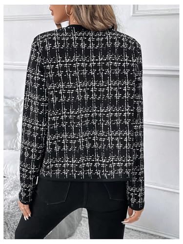 GORGLITTER Women's Casual Plaid Blazer Jacket Long Sleeve Checkered Open Front Elegant Office Work Blazer Suit2