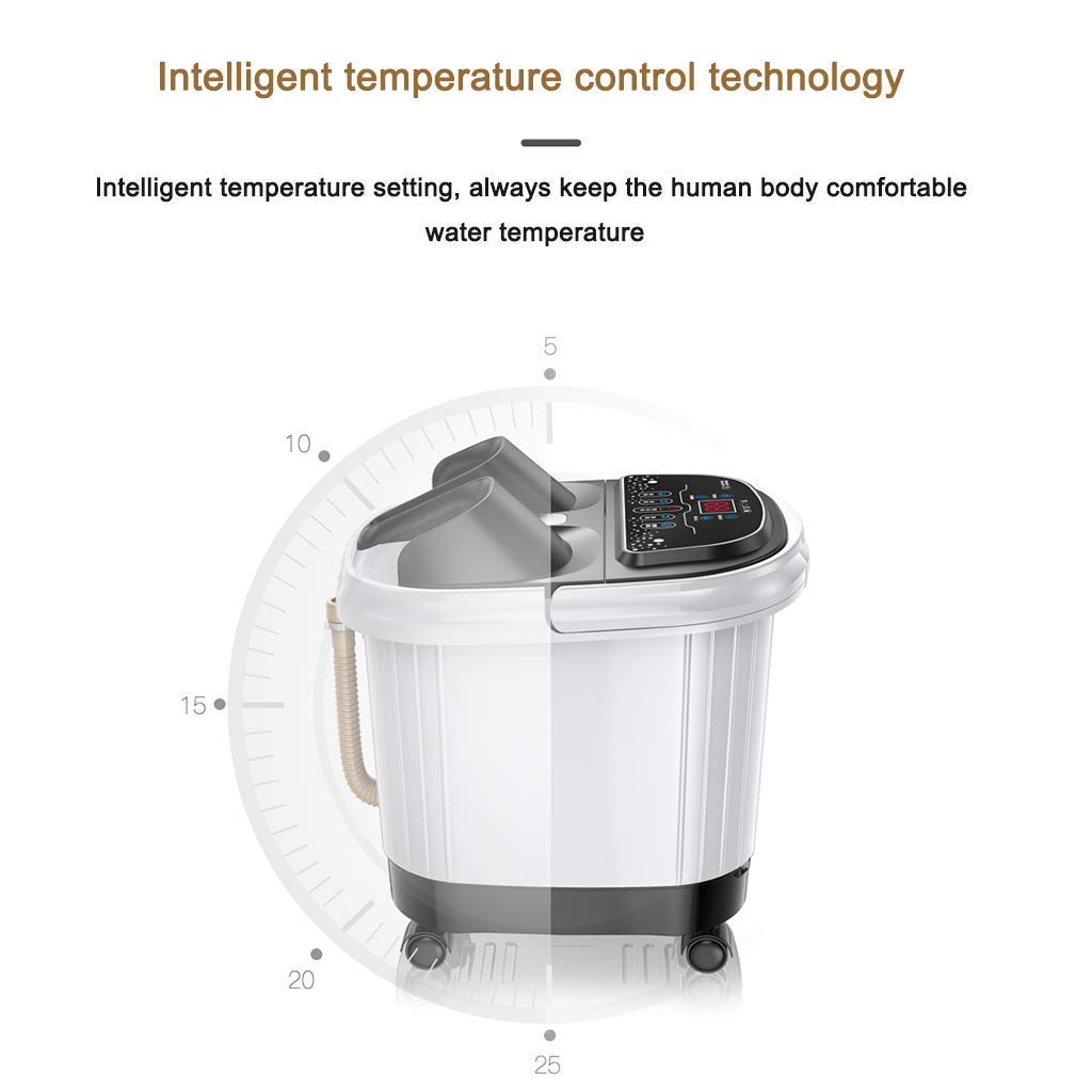 Massaggiatore pediluvio, Shiatsu elettrico massaggio palla e mais rullo pedicure spa, tempo regolabile digitalmente e controllo della temperatura, touch screen LED