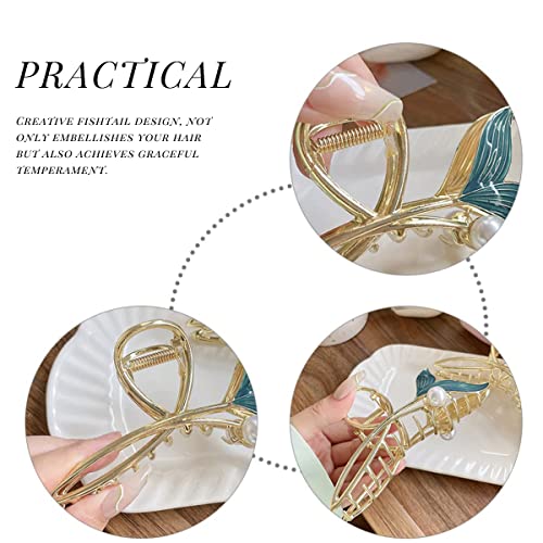 Image of PALAY Hair Claw Clip for Women Large Stylish Mermaid Pearl Hair Clip Clutcher Ladies Non-Slip Metal Hair Jaw Clips, Strong Hold Elegant Bun Hair Styling Clamp Hair Accessories Gift