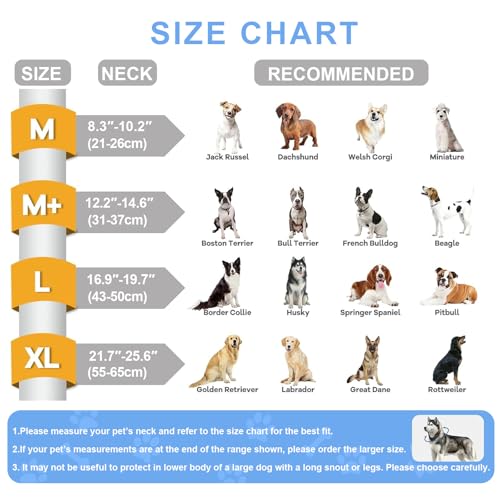 Image of Inflatable Dog Cone, Soft Dog Cone After Surgery, for M M+ L XL Dogs, with Detachable Anti Licking Shield and Inflator, 2 in 1 Adjustable Alternative, Does Not Block Vision, Lemon and Wave Style, M+