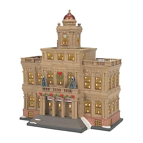 Department 56 Christmas in The City Hall Lit Building, 11.02 Inch, Multicolor Cover