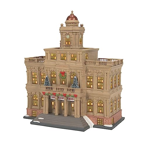 Department 56 Christmas in The City Hall Lit Building, 11.02 Inch, Multicolor