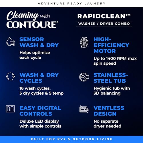 Image of Contoure 2.7 Cu. Ft. Washer Dryer Combo with Steam, Ventless All-in-One RV Washing Machine, Compact Apartment Size, Titanium Finish, 120V (RV-WD900S)