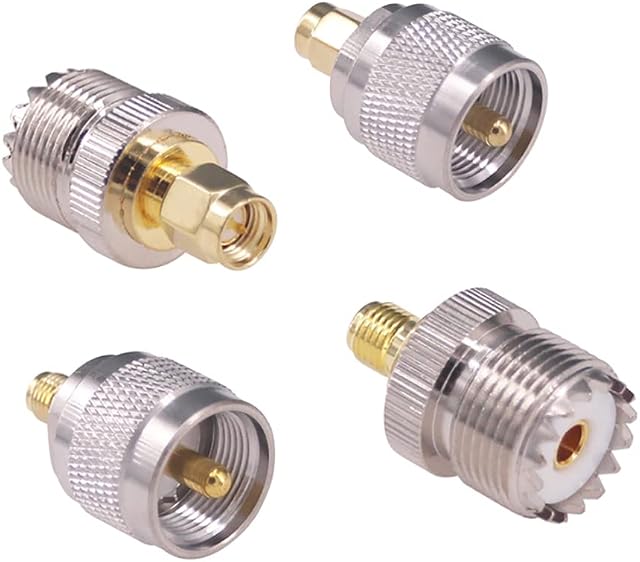 RFaha 4pcs SMA to UHF Coax Connector SMA Male/Female to UHF SO239 PL259 M/F RF Coaxial Adapter Converter Kit(F108-4)