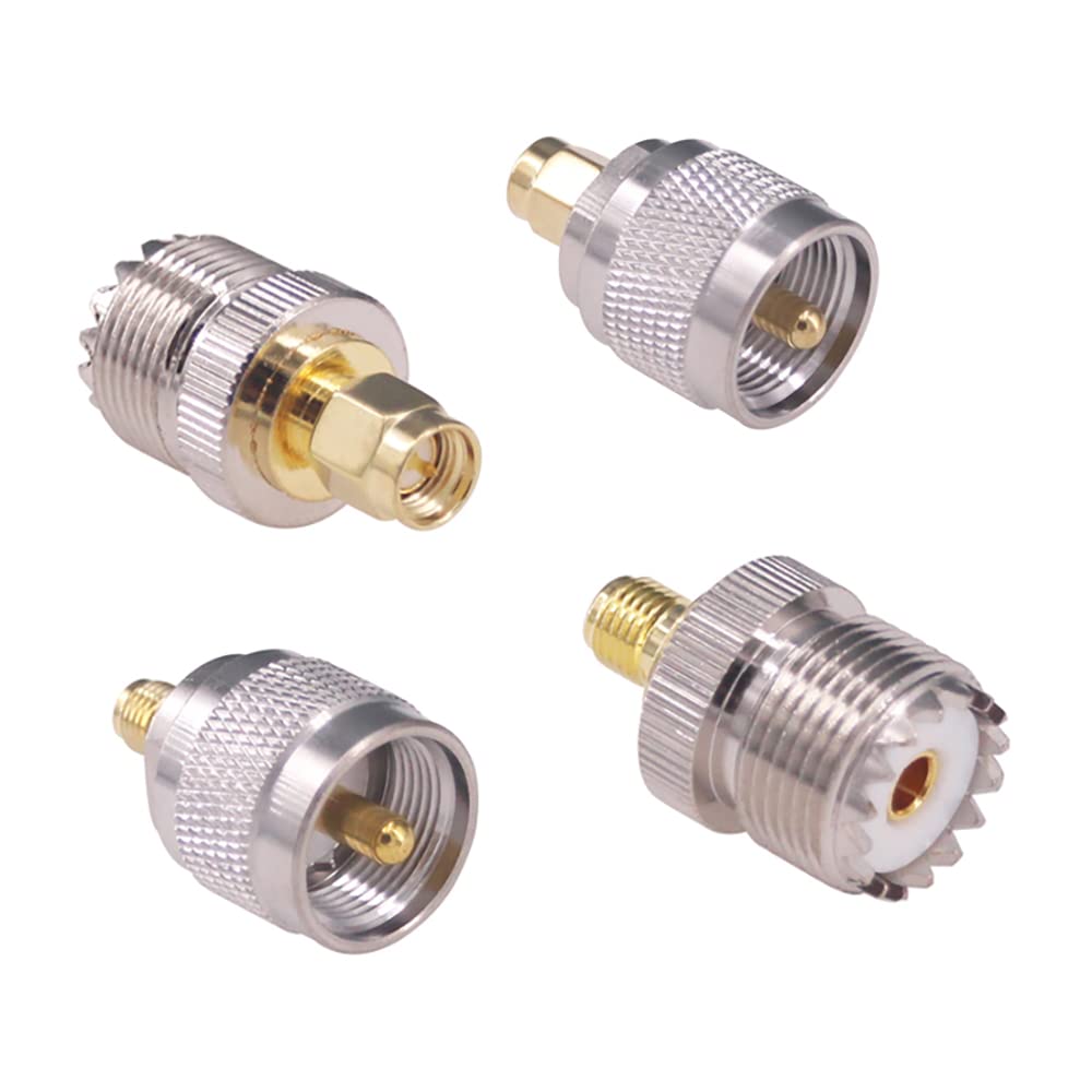 RFaha 4pcs SMA to UHF Coax Connector SMA Male/Female to UHF SO239 PL259 M/F RF Coaxial Adapter Converter Kit(F108-4)