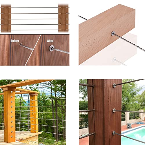 20 Stück 316 Edelstahl Marine Grade Kabelgeländer Schutz Hülsen für 5/32 Zoll Drahtseil Geländer Holzpfosten Balustrade