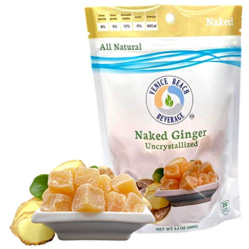 Venice Beach Beverge Premium Naked Un-Crystallized Ginger Candy Fijian Ginger 3.5 oz. – NO ADDITIVES – 2 Ingredients – Anti-Nausea, Digestion Aid, Vegan, Non-GMO, Gluten Free, Fat Free