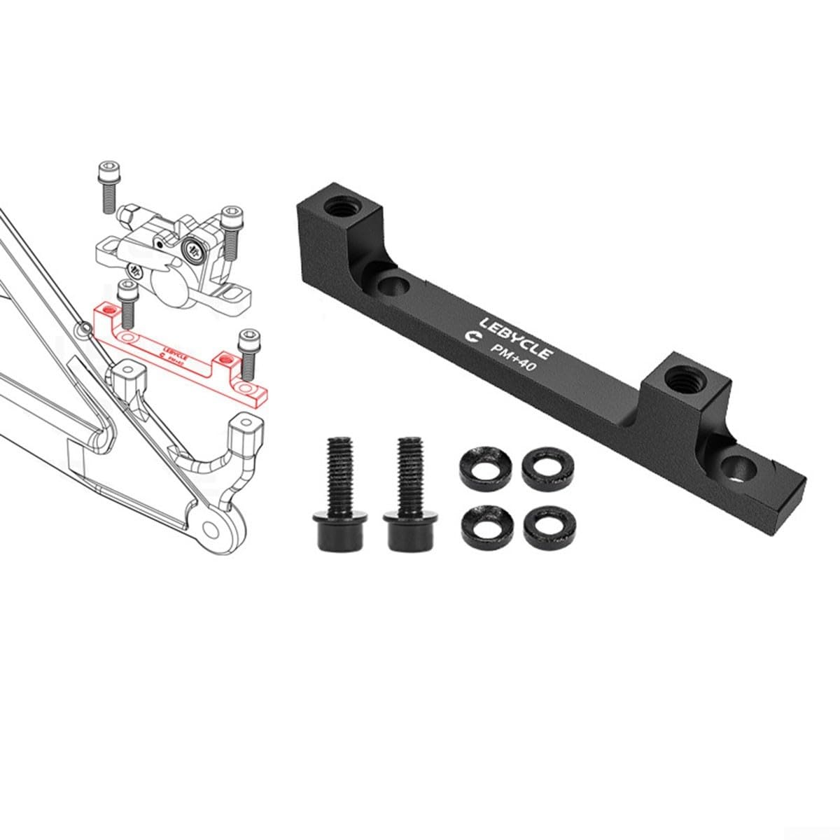 Adattatore per freno a disco per bici da 160 mm a 180/203 mm, migliora la potenza di arresto (nero, 203 mm)
