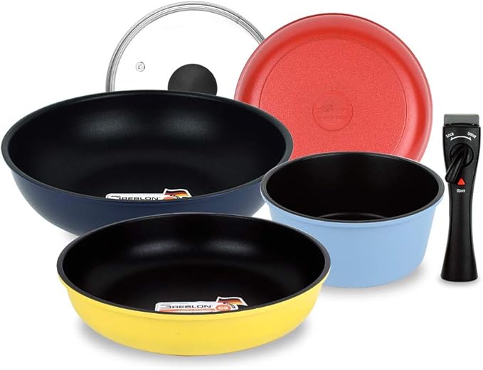 UPIT Aluminum Nonstick Detachable Induction Cookware Set, Space Saving