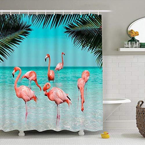 Rideau de douche en polyester Flamingo imperméable pour salle de bain - 4