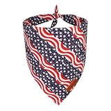 PTDECOR American Flag Dog Bandana, Striped Stars Flag 4th of July Pet Scarf, Premium Durable Fabric, Adjustable Triangle Patriotic Bandanas for Small Dogs Pets (Small)