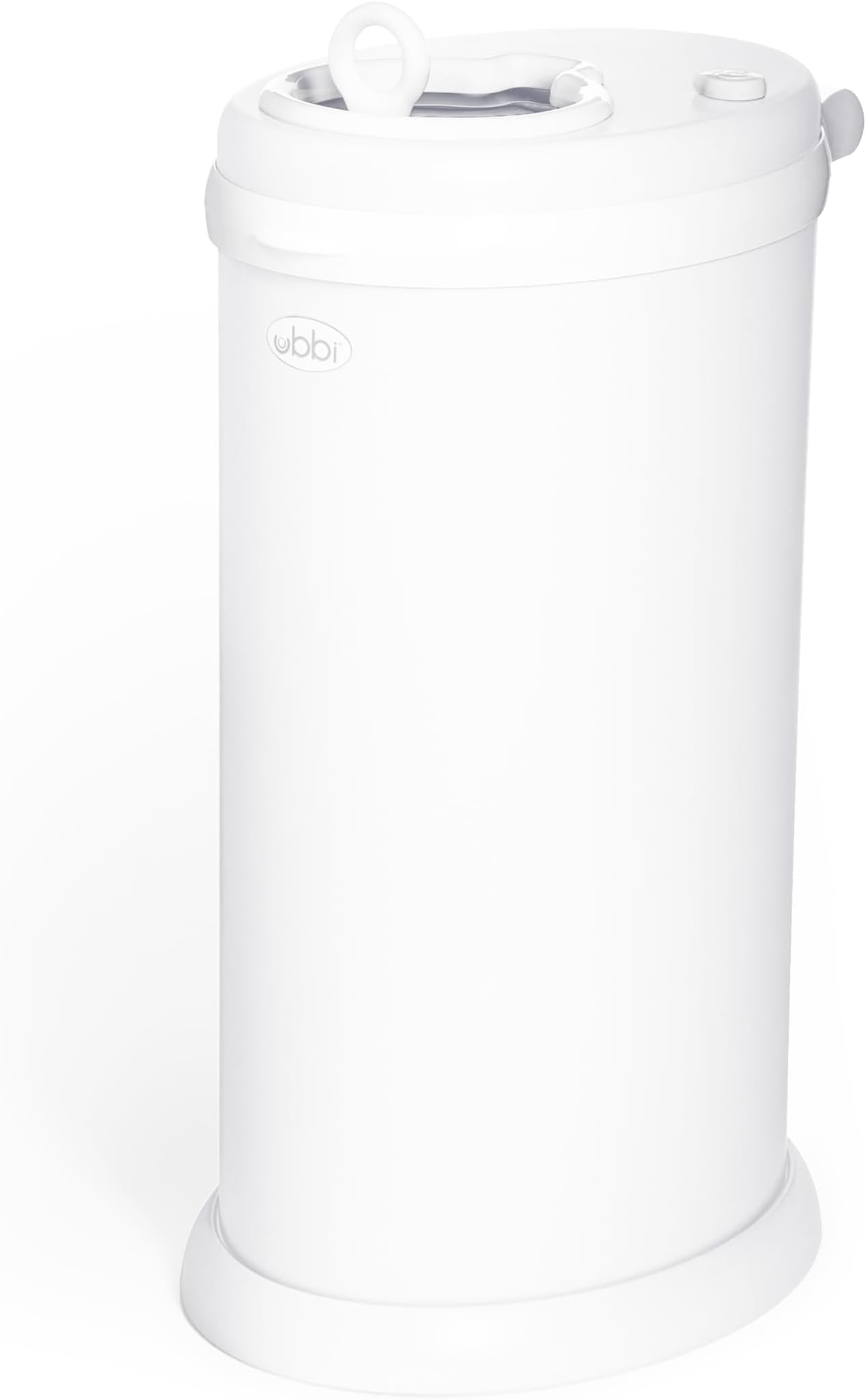 Ubbi Steel Odor Locking Portable Diaper Disposal Bin, No Special Bag Required, Easy To Use, Modern Design, Diaper Pail, No Smell Nappy Bin, Child Proof Lock, Capacity of 55 Diapers, White