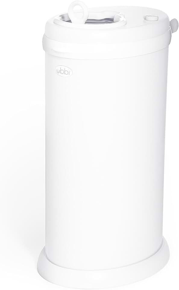 Ubbi Steel Diaper Pail, Odor Locking, No Special Bag Required, Award-Winning, Registry Must-Have, White