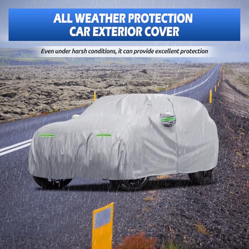 Image of Car Cover Fit for Land Rover Range Rover 2001-2026, Migaven Waterproof Full Exterior Cover Sun Rain Protection with Door Zipper and Cotton Lining, Silver