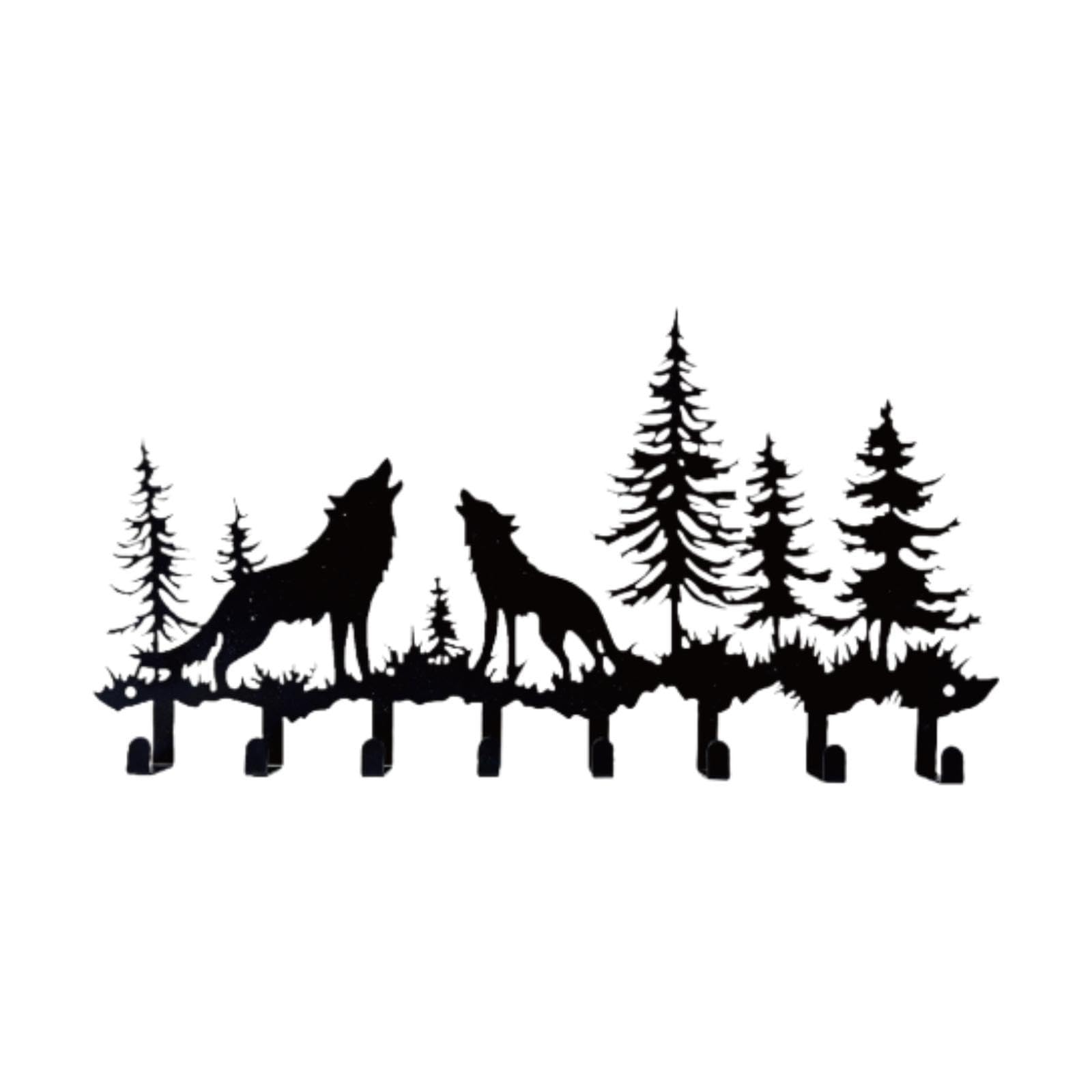 Wall Mount Key Holder Iron Sturdy Organizer Hook for Bedroom Kitchen Doorway Wolf-image-23