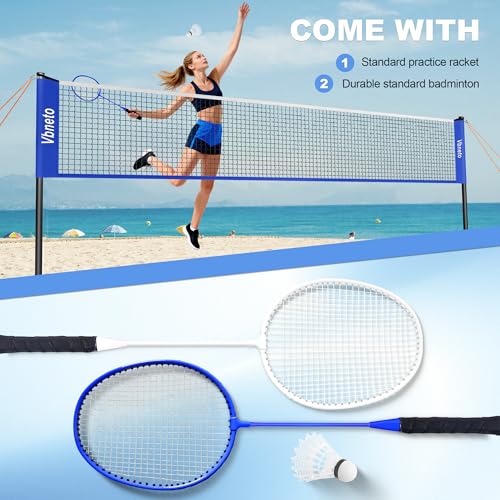 Image of Badminton Set, Portable Outdoor Anti-Sag System - Official 20ft x 5ft Easy Setup Durable Net with 4 Rackets, 3 Shuttlecocks & Carry Bag for Backyard, Lawn or Beach Fun