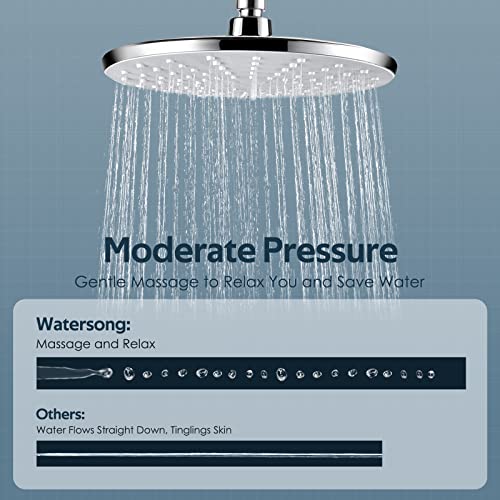 Shower Head Combo-Watersong Rainfall Showerhead Handheld Shower Spray With 3 Settings, Self Cleaning Nozzles Anti-Clog High Pressure, Adjustable Holder Full Brushed Nickel Stainless Steel Hose Silver #TOP4