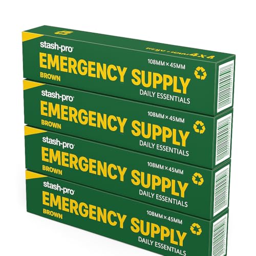 Image of Stash-Pro Emergency Supply - 4 Brown Rolling Papers + 4 Tips per Booklet, Pack of 4 (10 Booklets Each), - 160 Papers & Tips Total