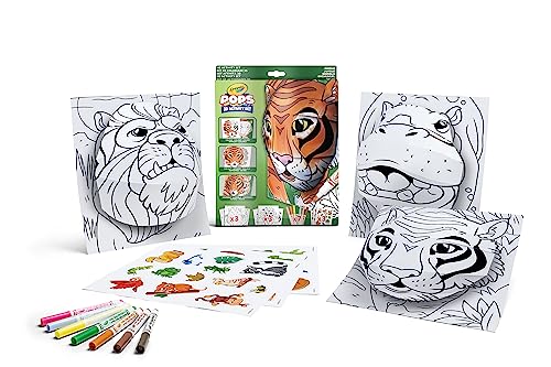 CRAYOLA POPS - Kit Actividades 3D, para Colorear y Crear Dibujos en 3D, Actividad Creativa y Regalo para Niños, Tema Selva, a Partir de 6 Años, 04-2802