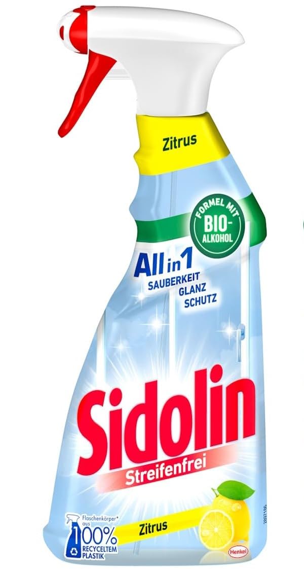 Sidolin Zitrus, Glasreiniger, Sprühflasche, für einen perfekten Glanz und gegen Mikrorisse, 1 Stück