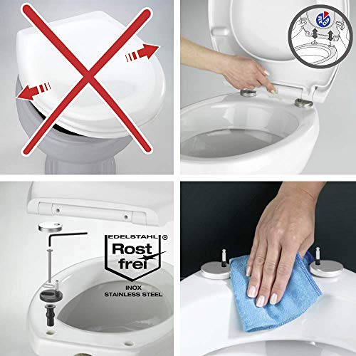 Foto von WENKO WC-Sitz Rieti, hygienischer Toilettensitz mit Absenkautomatik, stabiler WC-Deckel bis 350 kg belastbar, mit Fix-Clip Befestigung, aus antibakteriellem Duroplast, Weiß