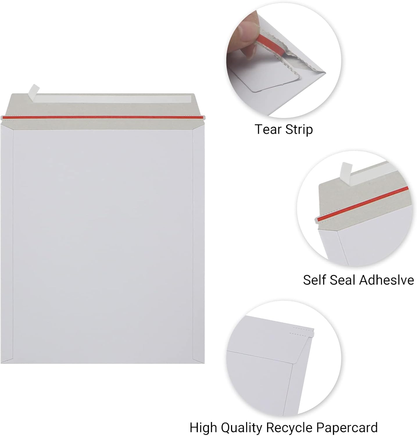 25 Pack 12.75x15 inch Rigid Mailer Self Seal Photo Document Mailers Stay Flat White Cardboard Envelopes White Photography Mailers for CD, Photos, Document - Image 3