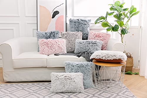 Image of Faux Fur Throw Pillow Covers for Couch Decorative Pillows 18x18 Inches