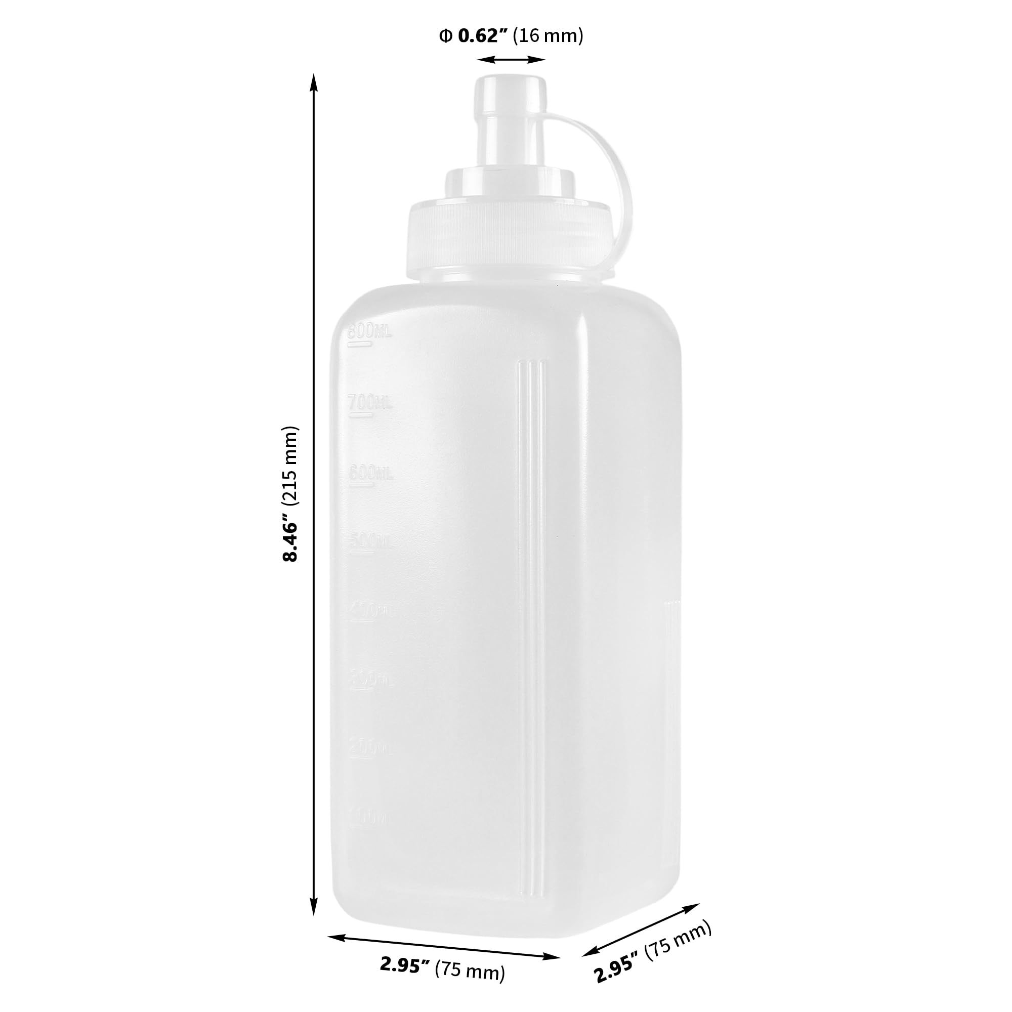 10 botellas de plástico de 793.8 g, botella de condimentos recargables con boquilla y medidas, botellas de salsa transparentes para salsas, ensalada de ketchup
