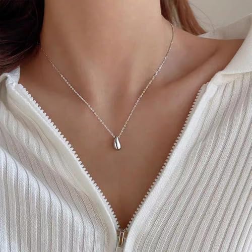 SLUYNZ 925 Sterling Silver Chunky Teardrop Choker Necklace for Women Teens Pear Pendant Necklace2