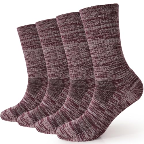 Image of EnerWear 4 Pack Women's Merino Wool Outdoor Hiking Trail Crew Sock