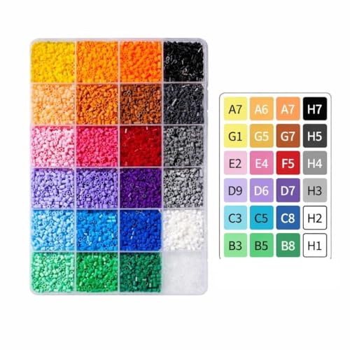 7200+ Pcs Mini 2.6mm Fuse Beads Kit for Adults 24 Colors 300+ Beads of Each Color 2.6mm Fuse Beads Refill Box DIY Pixel Art Craft Set for Handmade Gifts Decor and Creative (No Other Tools)