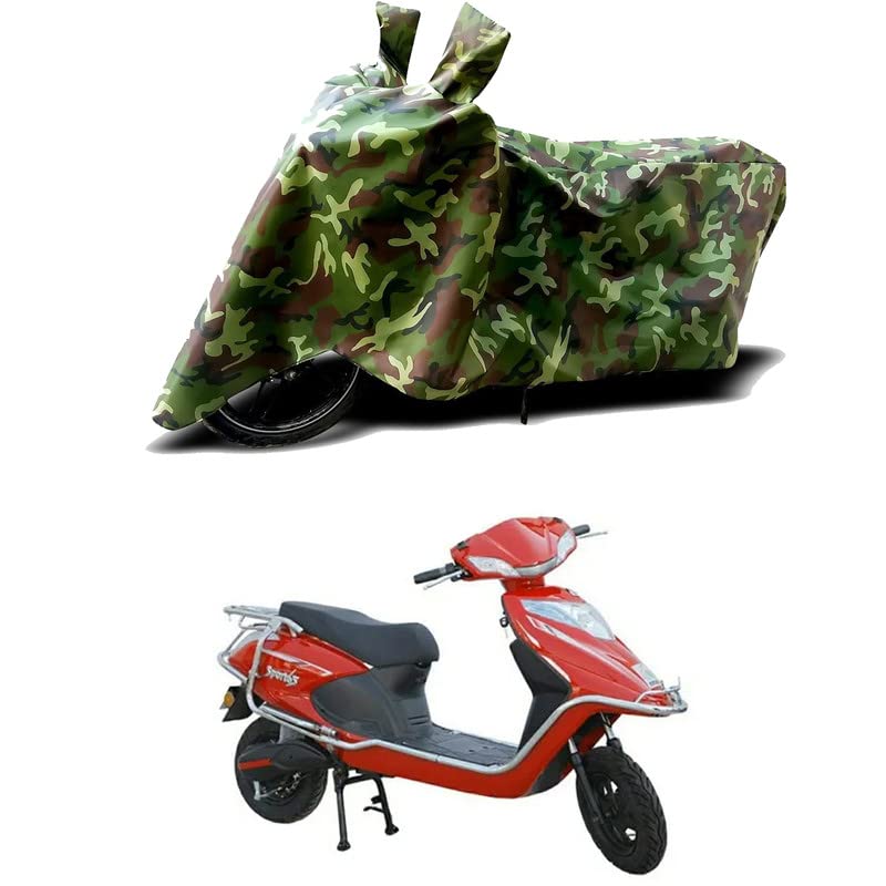 Image of 100% Water Resistant Bike Scooty Two Wheeler Body Cover Compatible for Tunwal Sport 63 Mid 60V LI /UV-Rays /Heat Protection /Birds Dropping /Scratchproof /Dust Proof /Waterproof /All [Green MJ]