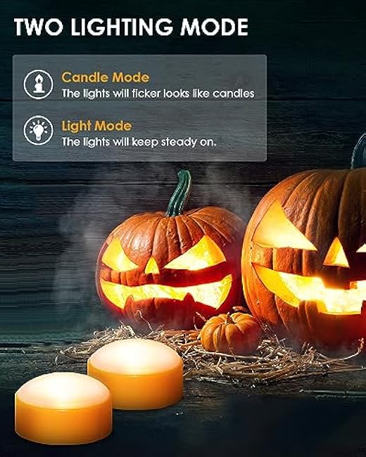 Luditek 2-Pack Halloween LED Pumpkin Lights with Remote and Timer, Battery Operated Orange Jack-O-Lantern Light for Halloween Decor, Flameless Candles for Pumpkin Decorations