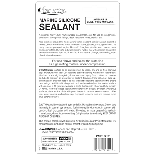 Image of STAR BRITE Marine Silicone Sealant - Waterproof, Durable, UV Resistant, for Fiberglass, Metal, Wood, Glass, Ceramic & More